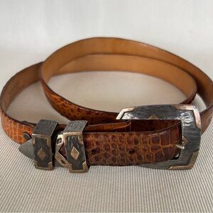Douglas Magnum Santa Fe Hand Made Sterling silver 14k Crocodile Leather Bealt